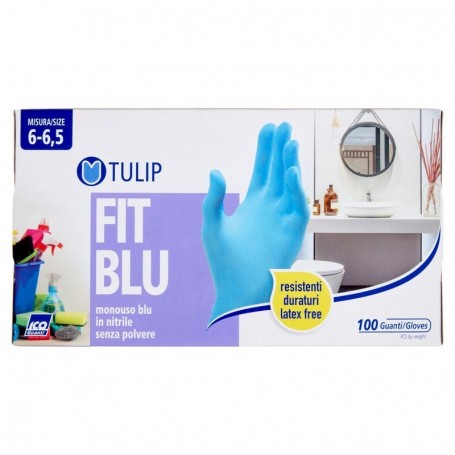 GUANTI NITRILE  BLU 100PZ S